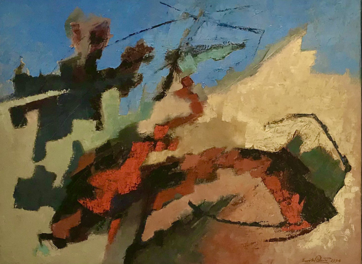 Emilio Corti, Sulla roccia, olio su tela, 60x80 cm, 1994