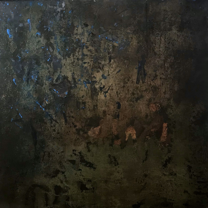 Maurizio Bottarelli, Senza titolo, 1986, tecnica mista carta su tela, 120 x 120 cm